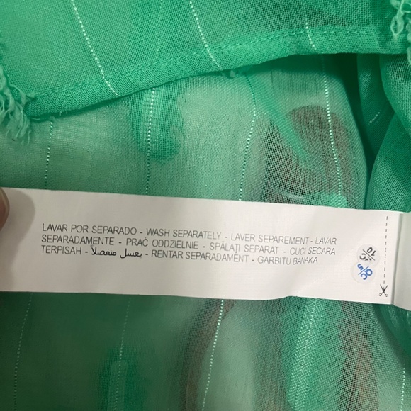 Zara Women’s Sea Foam Green Sheer Blouse / Top, Bishop Sleeves, XS - Picture 11 of 14
